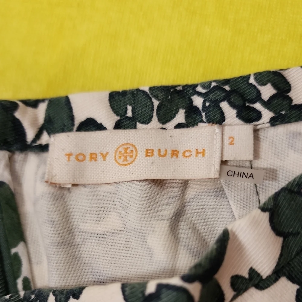 Tory Burch Dark Green and White Patterned Mini Skirt